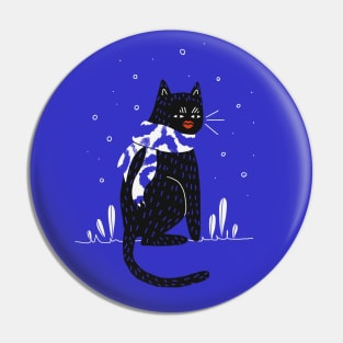 Black Cat with big lips Pin