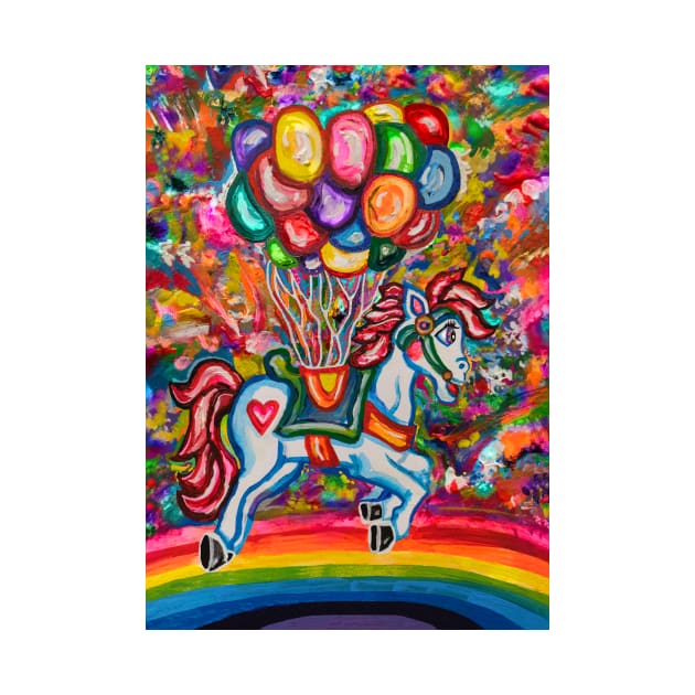 Flying Rainbow Balloon Horse Dream by Art by Deborah Camp