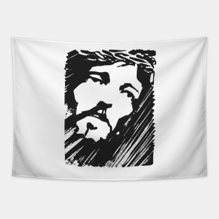 Jesus Christ Face ink hand drawn illustration Tapestry