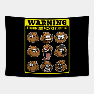 Warning: Throwing Monkey Faces Tapestry