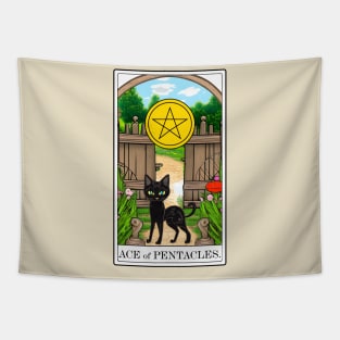 Ace of Pentacles Cat Tarot Card Tapestry