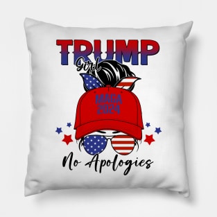 Trump Girl No Apologies Patriotic American Pillow