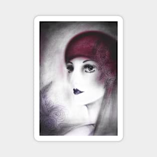 ART DECO FLAPPER, 1920S LADY MUTED SHADES Magnet