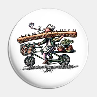 Sub Sandwich Delivery Guy on Bike Pin