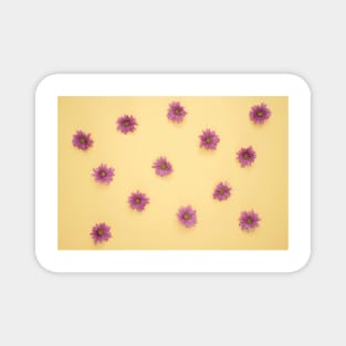 Pink Flower with yellow background Magnet