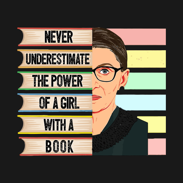 Feminist Ruth Bader Ginsburg RBG Quote Girl With Book Women by Virkalosa