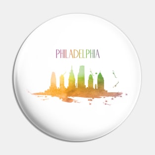 Philadelphia Watercolor Skyline Pin