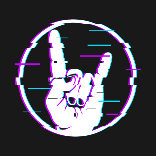 Glitch Sign of the Horns Sign Hand Rock and Metal by SinBle