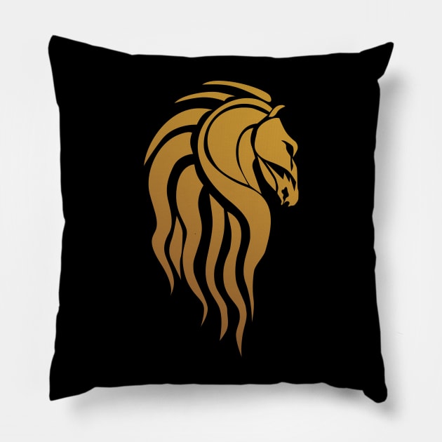 GYPSY VANNER HORSE IN GOLD SILUET Pillow by MufaArtsDesigns