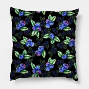 Blue Berries on Black Pillow