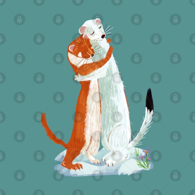 Weasel hugs !!! (cute) by belettelepink