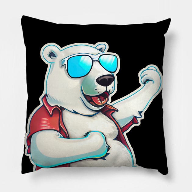 Polar bear Air guitar Pillow by BrainfArtBros