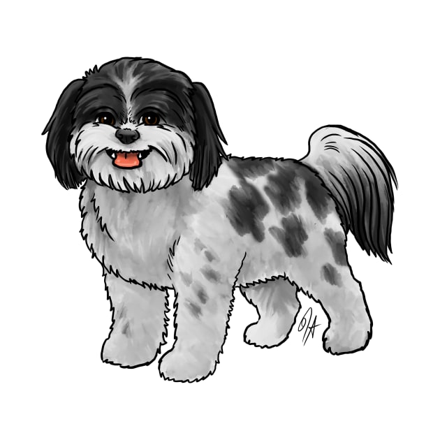 Dog- Shih Poo - Black and White by Jen's Dogs Custom Gifts and Designs