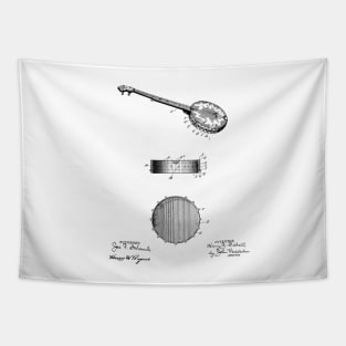 Banjo Vintage Patent Hand Drawing Tapestry