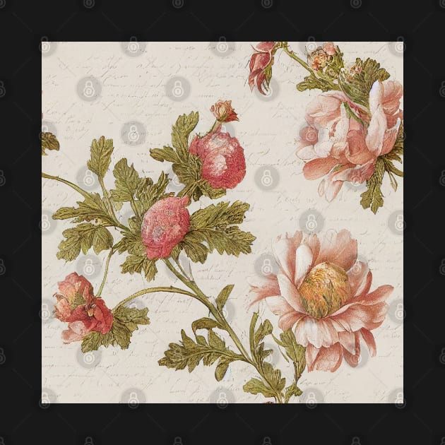 Vintage Peach and Pink Romantic Floral by VintageFlorals