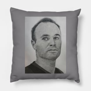 Iniesta on pencil sketch Pillow