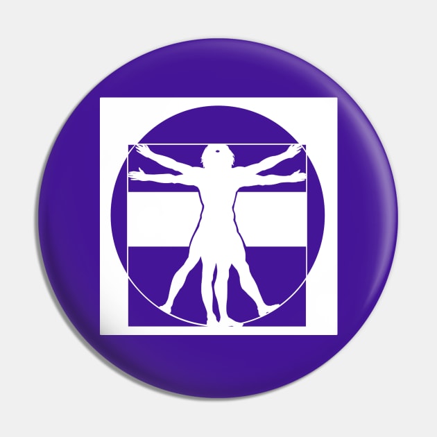 Vitruvian Man - Original Logo Banner Sigil - Light Design for Dark Backgrounds Pin by Indi Martin