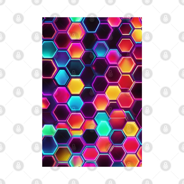 Neon hexagon pattern by Spaceboyishere