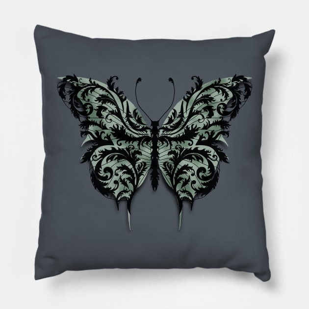 Eartheerian Baroque Butterfly (Green Version) Pillow by AlternativeEnchantments