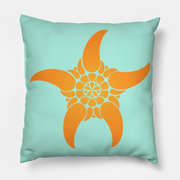 Orange Starfish Pillow by Jaq of All