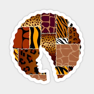 Afro Hair Woman with Animal African Pattern, Black History Magnet