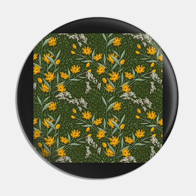 Wildflowers in Green Pin by maggiehenryart