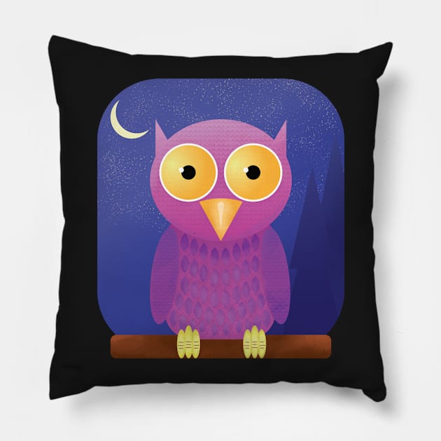 Cute Owl Nighttime T-Shirt Pillow by lucidghost