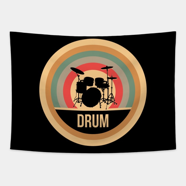 Retro Vintage Drums Gift For Drummers Tapestry by OceanRadar