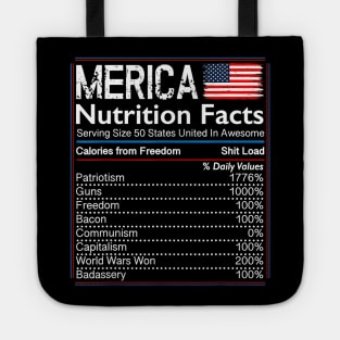 4th of July Proud American Shirt Merica Nutrition Facts Tote