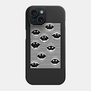 Small cute monsters peek out from the striped black and white pattern Phone Case