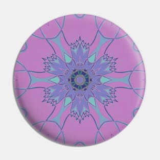 Cartoon Mandala Flower Purple and Blue Pin