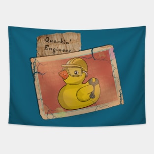 Quackin' Engineer - Vintage Rubber Ducky Trading Card Tapestry
