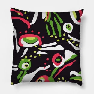 Abstract tribal doodle art pattern in vibrant colors Pillow