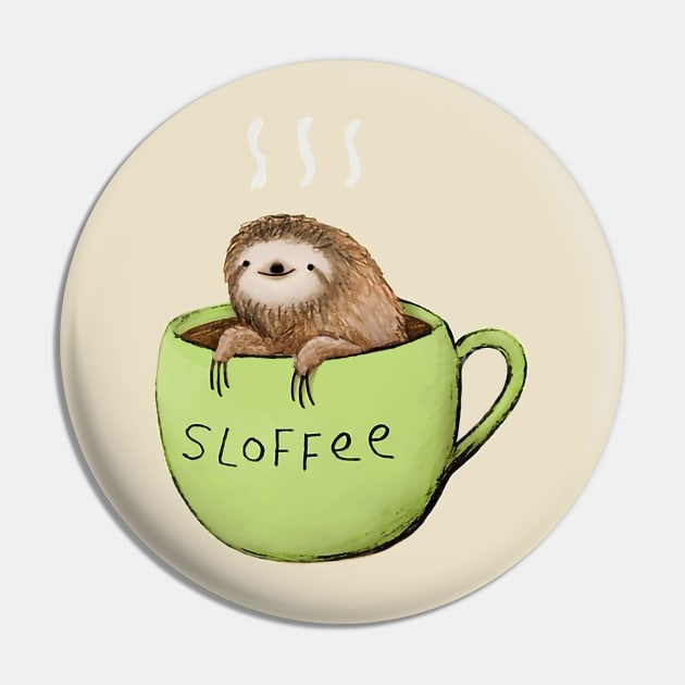 Cute coffee sloth Pin by GalaxyArt