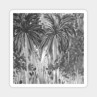 Greyscale coconut trees painting Magnet