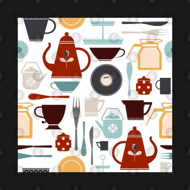 Tea and coffee serving set print by Avisnanna