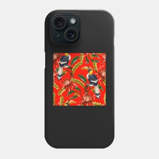 exotic bird red pattern Phone Case