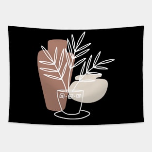 Minimalist Plant Vase - White Earth Tones Tapestry