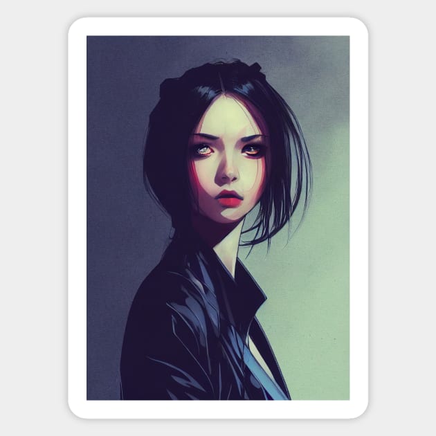 Anime Girl in a Black Leather Jacket