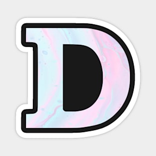 The Letter D Blue and Pink Marble Design Magnet