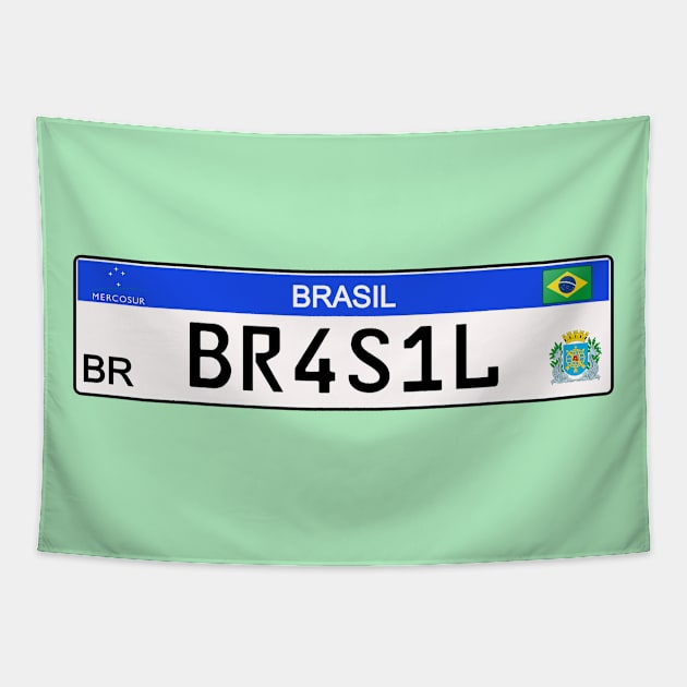 Brazil car license plate Tapestry by Travellers