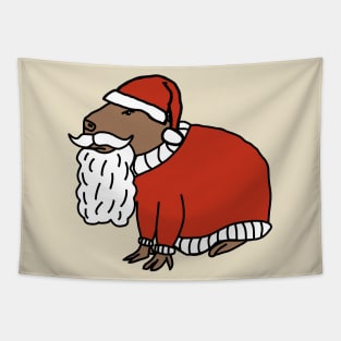 Christmas Capybara Dressed as Santa Claus Tapestry