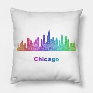 Rainbow Chicago skyline Pillow