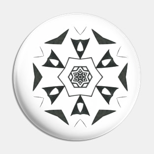 4C Unique Black White Abstract Mandala Pin