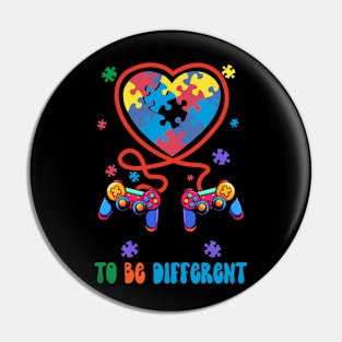 Gamer Autism Awareness It's Ok To Be Different Funny Video Game Pin