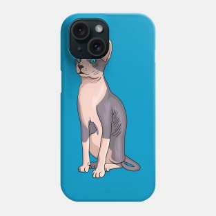 Sphynx cat cartoon illustration Phone Case