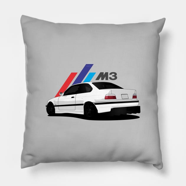 Bmw E36 M3 White Pillow by Rafael Pando