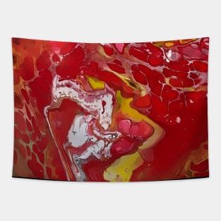 Blood Red with Egg Yolk Acrylic Painting - WelshDesignsTP001 Tapestry