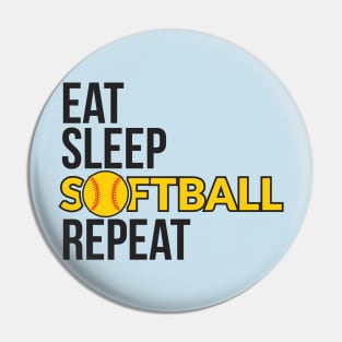 Eat Sleep Softball Repeat Pin