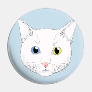 White Cat Face Pin